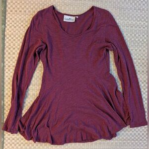 Goddess Gear seamed Organic Bamboo jersey Knit Tunic top in Cranberry MED